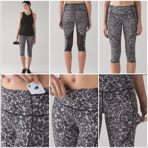 Lululemon Outrun 17" Crop Lace White Black - Picture 3 of 13